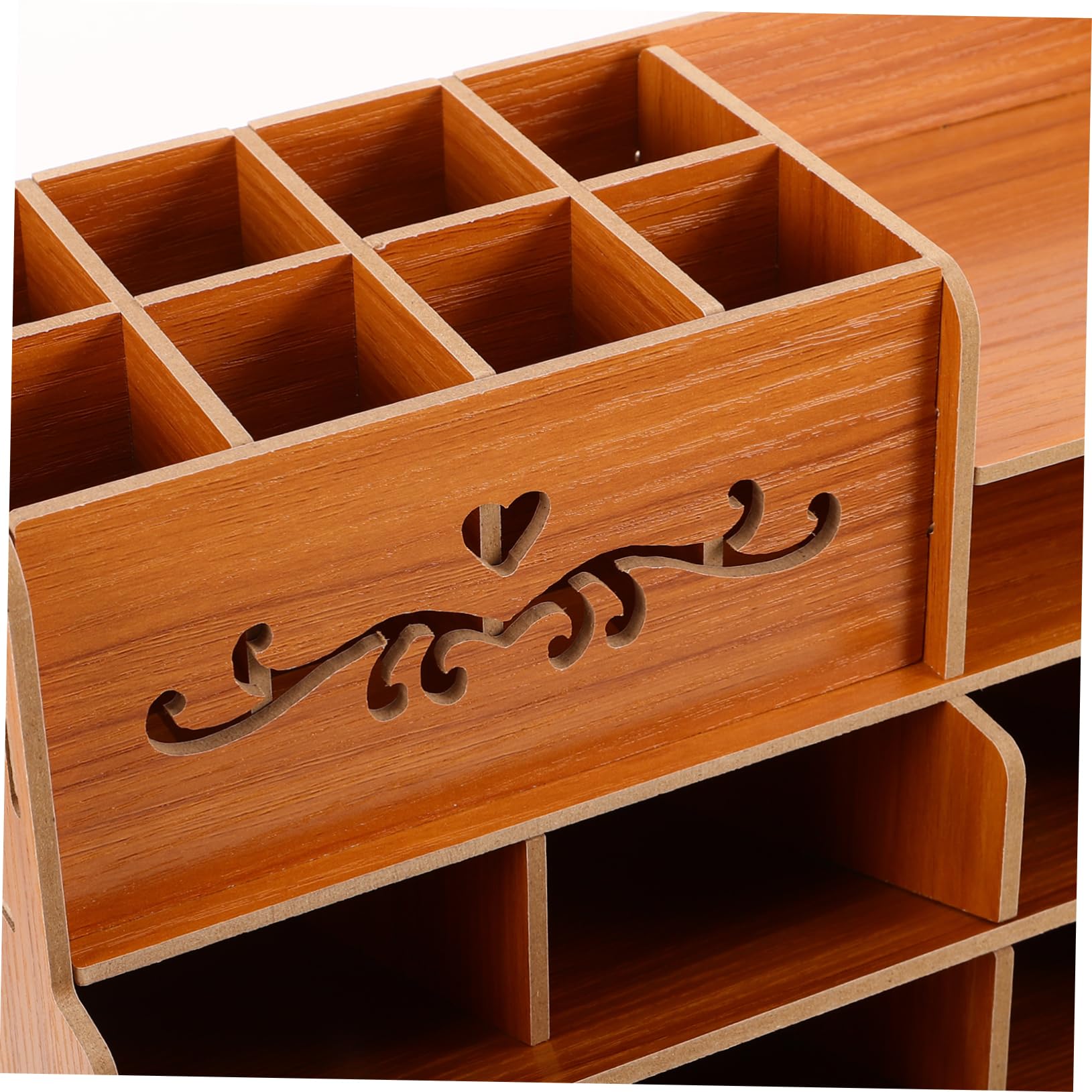 Caja De Almacenamiento De Papelería De Madera Portalápices De Madera Con Múltiples Compartimentos Organizador De Escritorio Para Bolígrafos y Papelería Para Oficina y Estudio