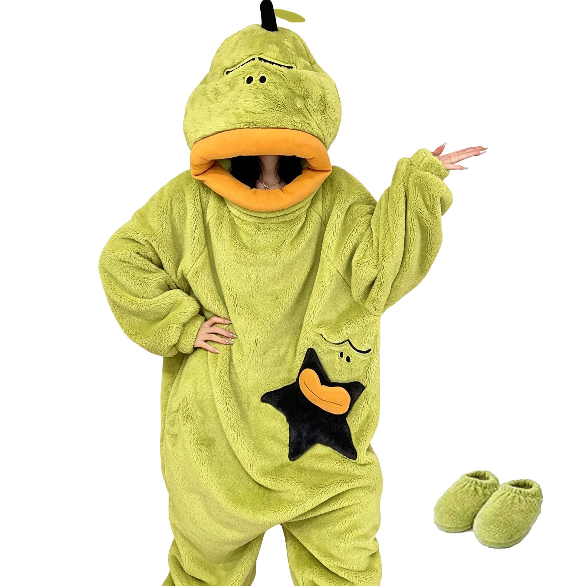 KALIHANA Big Mouth Pajamas for Adults, Unisex Onesie Pajamas | Flannel Plush One‑Piece Co…