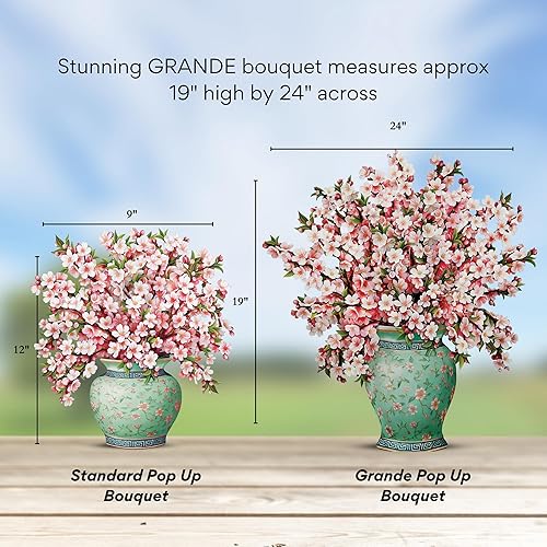 Miniatura 5 de Freshcut Paper Tarjetas desplegables, flores de cerezo japonés grandes, ramo de flores de tamaño natural de 18 pulgadas, tarjeta de felicitación
