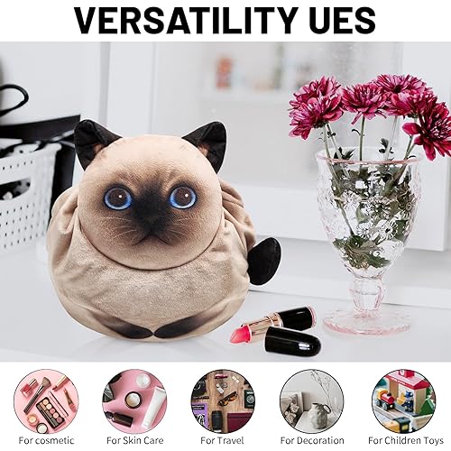 Miniatura 8 de Bolsa de maquillaje con cordón, bolsa de maquillaje para gatos, organizador de maquillaje de viaje, bolsa de cosméticos, regalo de gato para