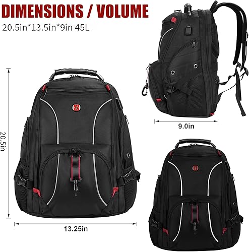 Miniatura 7 de star cloud Mochila con ruedas para laptop de 18.4 pulgadas, repelente al agua, perfecta para la universidad, viajes, escapadas de fin de semana y