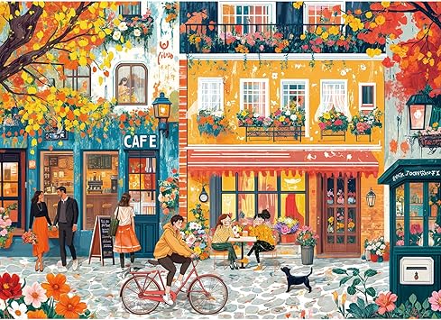 Jigsaw Puzzles for Adults 1000 Pieces, Interlock Perfectly Letter on Back No Dust, Home Decor Birthday Party Gift Toy for Men Women Elders Seniors, 1:1 Poster - Romantic Time