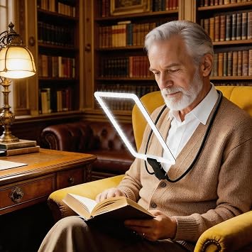 10X Magnifying Glass with Light for Reading,Hands Free Magnifier with Neck Wearable Lightweight Soft Tube, 50 Ultra-Bright LED Light Free Magnifier for Reading,Sewing,Knitting,Cross Stitch & Crafts