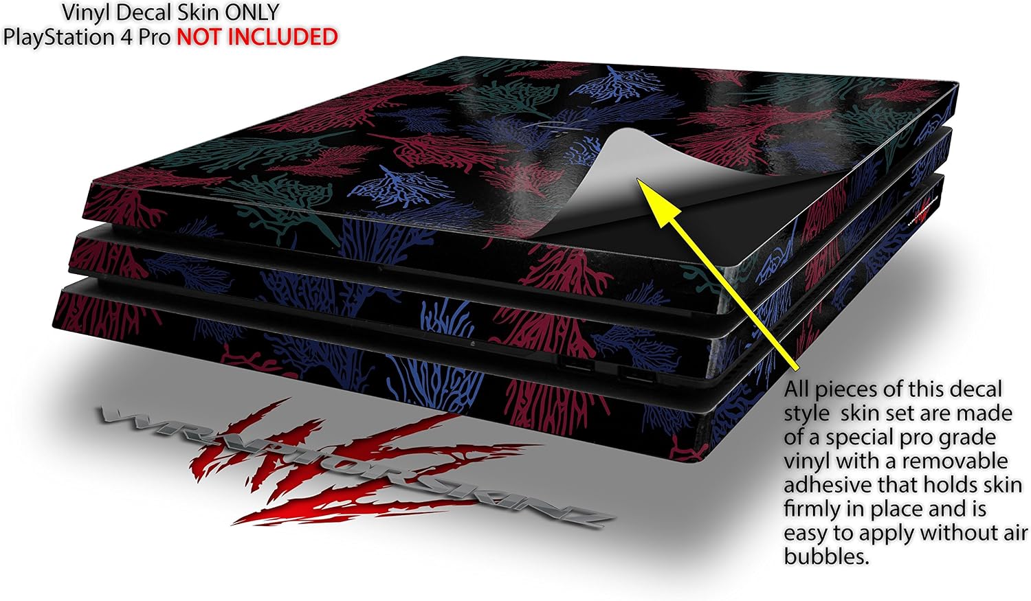 Vinyl Decal Skin Wrap Compatible with Sony PlayStation 4 Pro Console Floating Coral Black