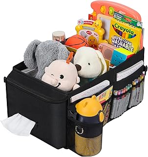 Car Organizer- Car Seat Organizer for Front Seat Back Seat Between Seats, Car Storage Organizer for Kids Adults with Multi-Pockets-Car Organizers and Storage with 2 Adjustable Dividers& Tessue Pocket