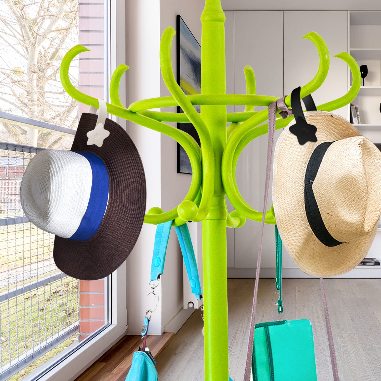 Clip magnético para sombrero de viaje, accesorio para bolsa, mochila, portátil al aire libre, mujeres (negro y beige)