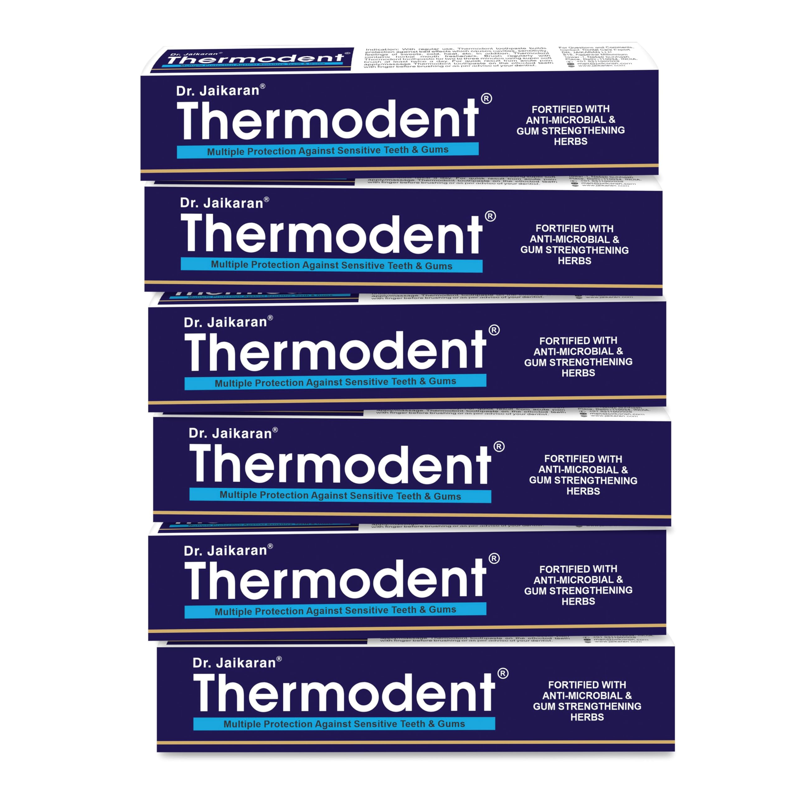 DR.JAIKARAN Thermodent Sensitive Care Herbal Sensitivity Relief Toothpaste-100G Pack Of 6|No Artificial Flavour, No Parabens