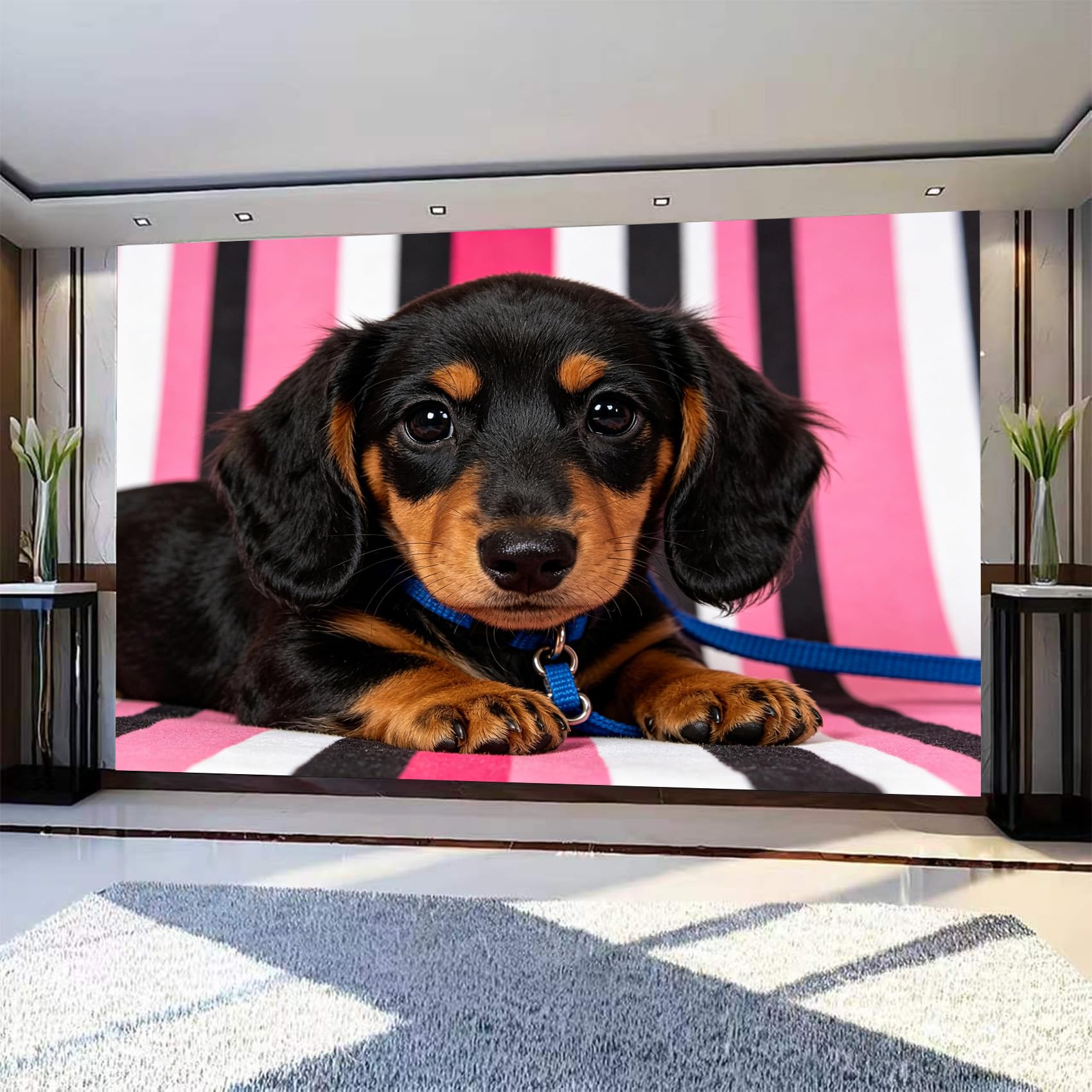 Papier Peint Panoramique 3D Chien de Compagnie pour Décoration Murale de Salon