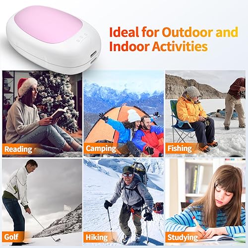 Miniatura 6 de Calentadores de manos recargables, paquete de 2, calentador de manos eléctrico reutilizable, 4000 mAh, calentador de bolsillo portátil USB,