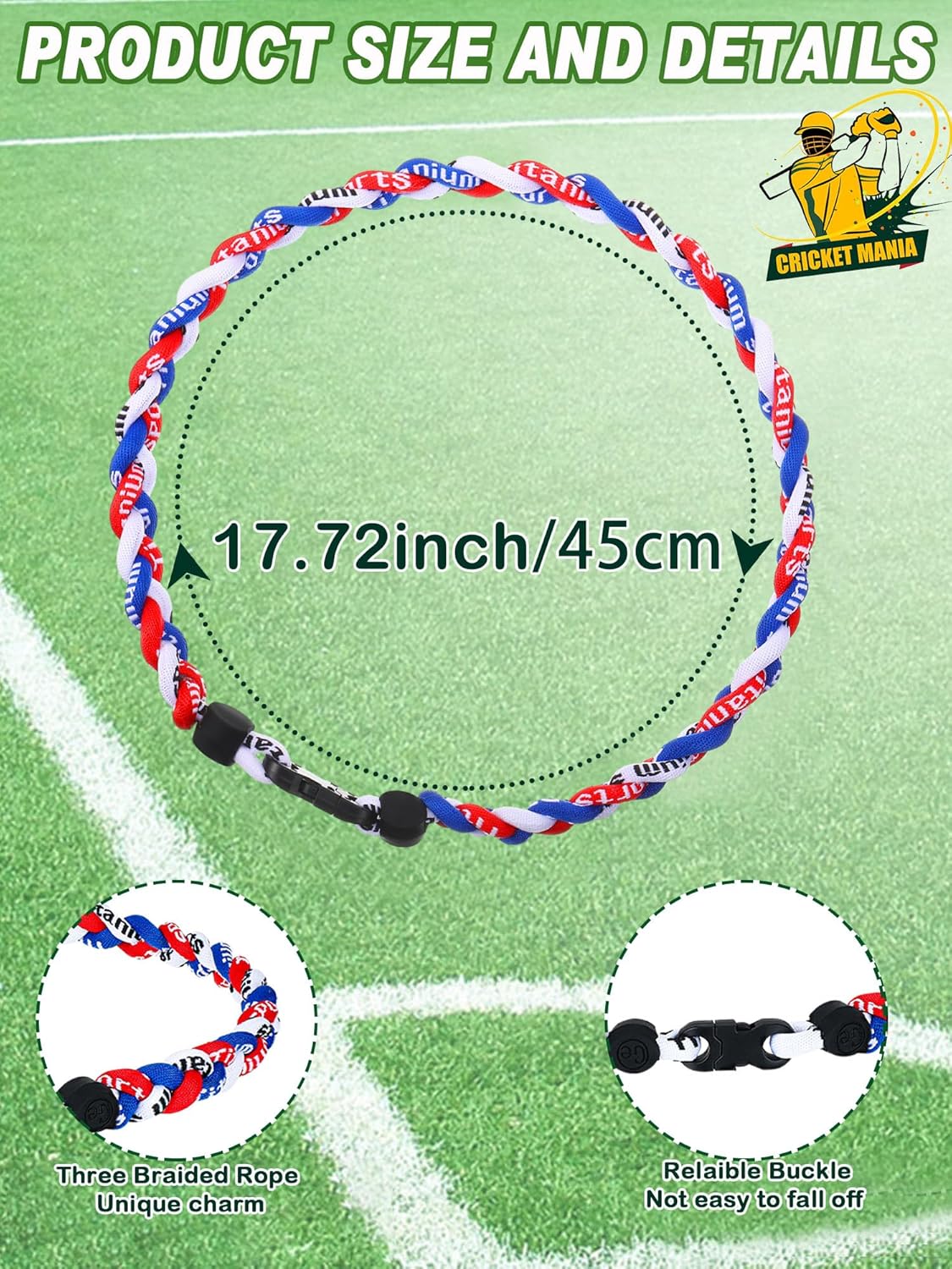 MTLEE Baseball Necklaces Bulk, 3 Assorted Colors Braided Rope Tornado Baseball Necklace for Sports Team - Image 2