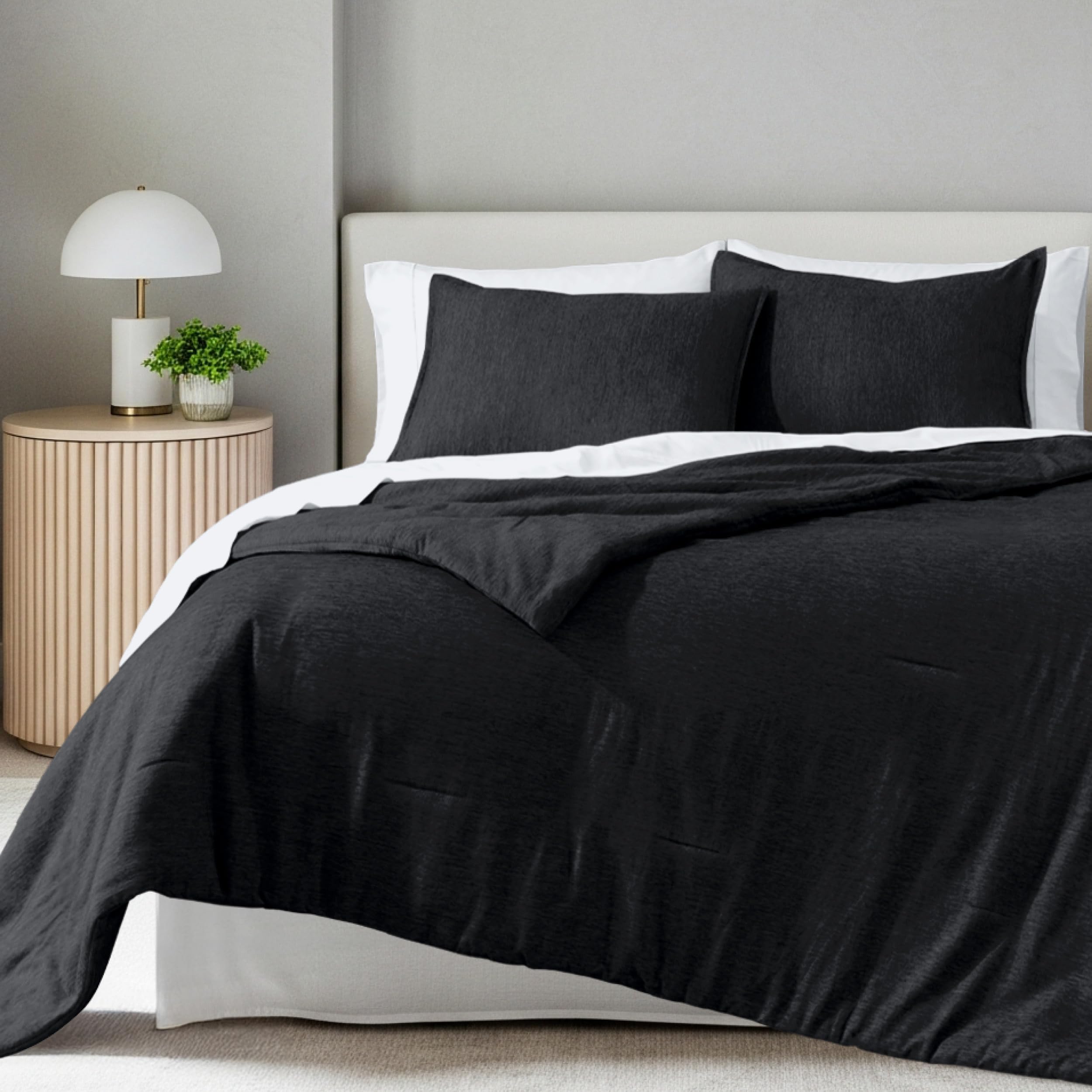 Bare Home Comforter Set - Full Size - Ultra-Soft - Goose Down Alternative - Premium 1800 Series - All Season Warmth Comforter (Full, Heathered Black)