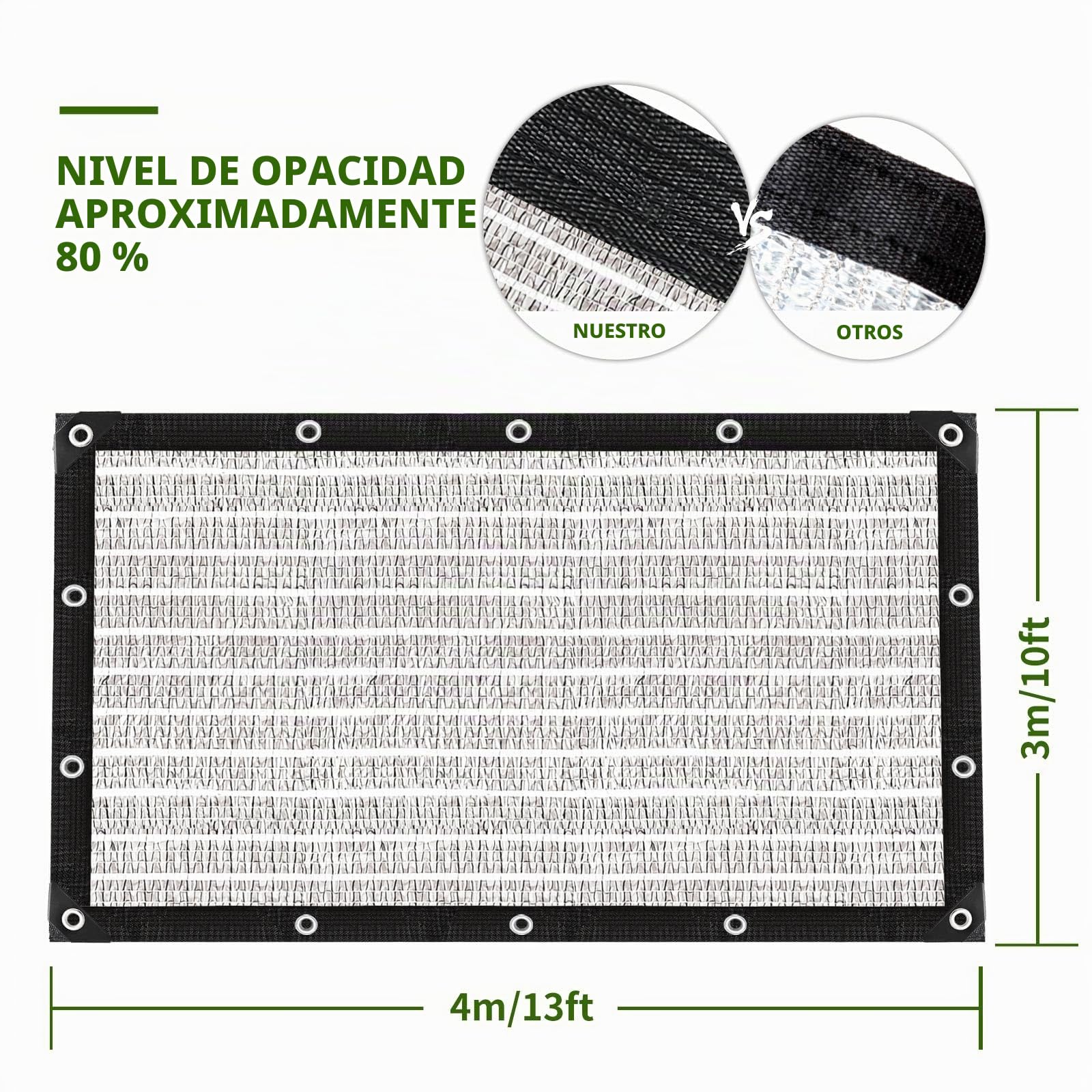 Malla Sombreo,Aluminio Malla Sombra Exterior,80% UV Toldos Exterior Terraza,Fácil de Colgar Red de Sombreado para Balcón,Jardín,Camping.