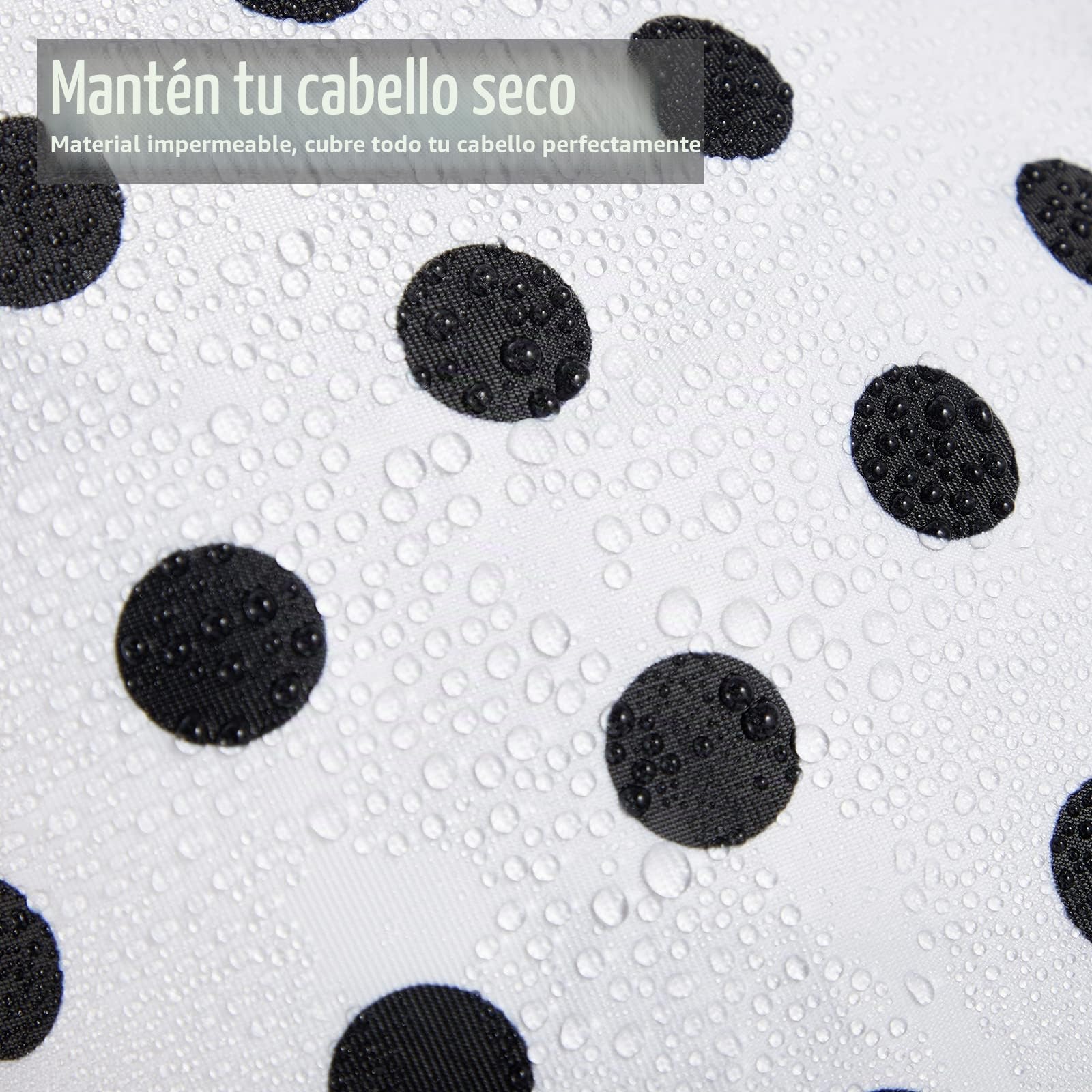 2 Gorros de Ducha de Mujer, Gorro de Pelo de Baño Reutilizable Impermeable Gorro Turbante con Dobladillo Elástico para Pelo Largo, Corto y Rizado (Punto Negro y Raya)