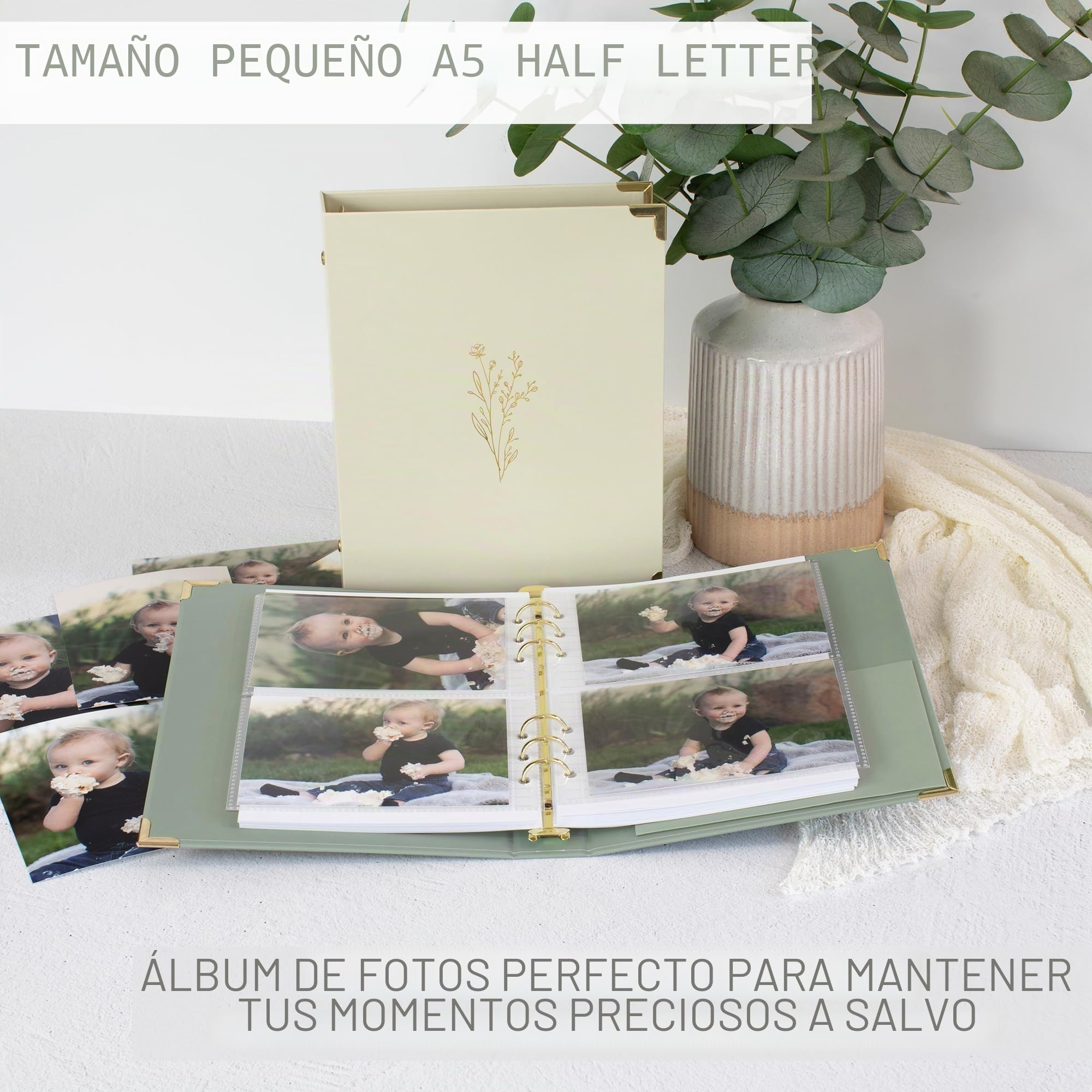 Juego de 2 carpetas estéticas A5 de 6 anillas, la carpeta pequeña perfecta de 0.75 pulgadas para diarios o colecciones, carpeta recargable con bolsillo