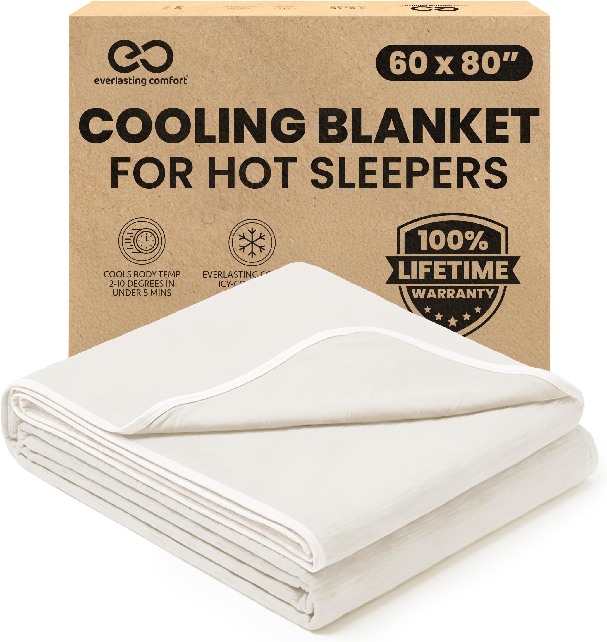 Everlasting Comfort Cooling Blanket for Hot Sleepers - Dual Sided Bamboo Summer Blanket Cools Body Temperature up to 10 Degrees in Under 5 Minutes- Light Cooling Throw Blanket For Sleeping (152x203cm)