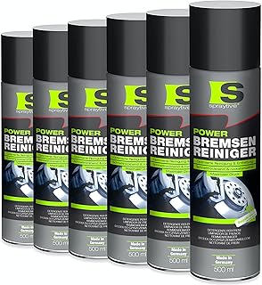 6 x 500ml Power Bremsenreiniger Spray - Hochwirksamer Industriereiniger und Kaltreiniger: Entfernt Schmutz, Öl, Fett, Rost und Bremsflüssigkeit – Made in Germany