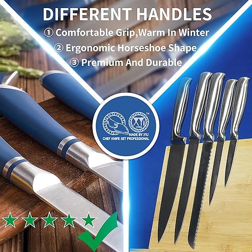 Miniatura 5 de XYJ Cuchillos, juegos de cuchillos profesionales para maestros chefs, juego de cuchillos de chef de 11 piezas con bolsa, carnicero de carnicero para