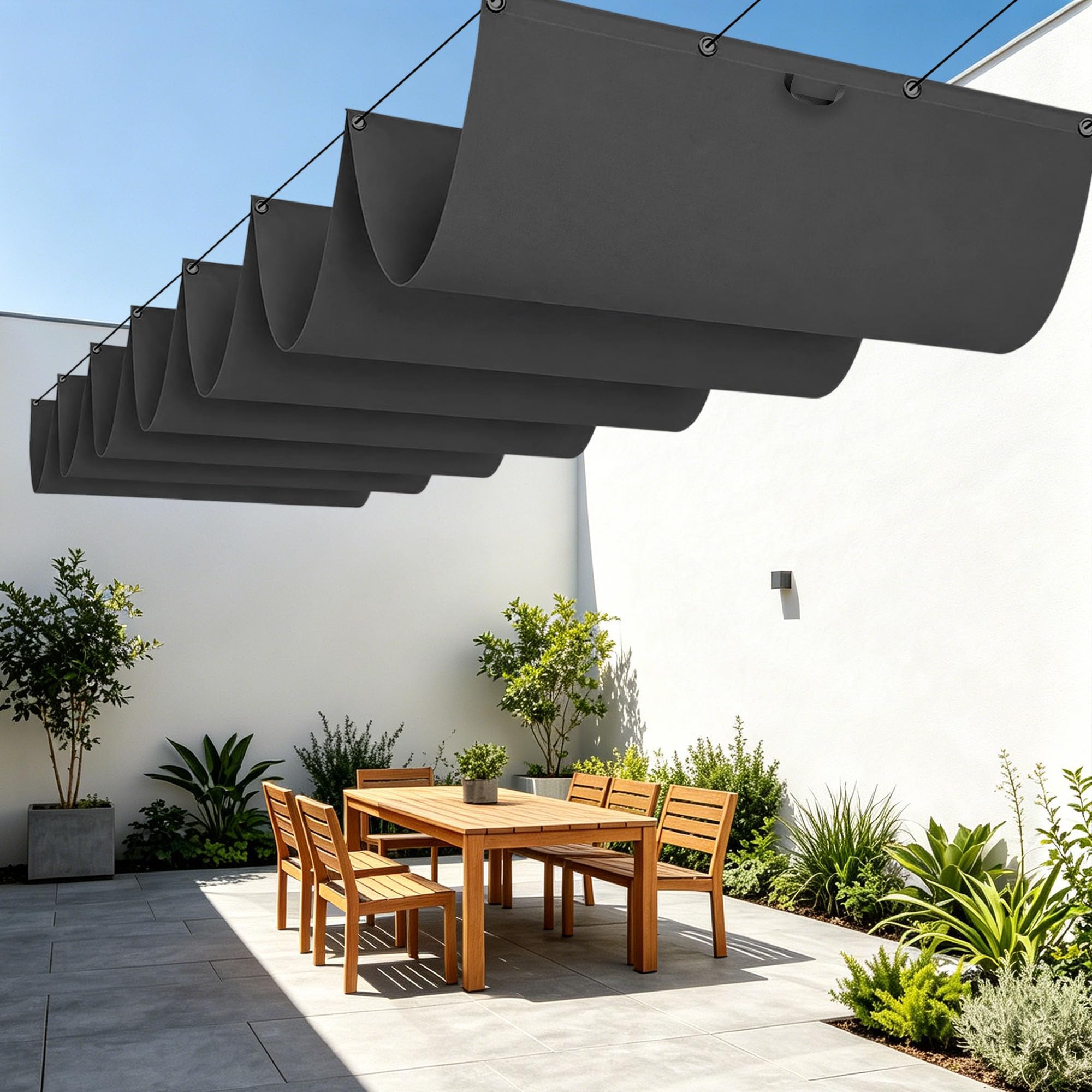 Voiles d'ombrage imperméable 4x8.5m grande taille toile tendue pour aménagement extérieur