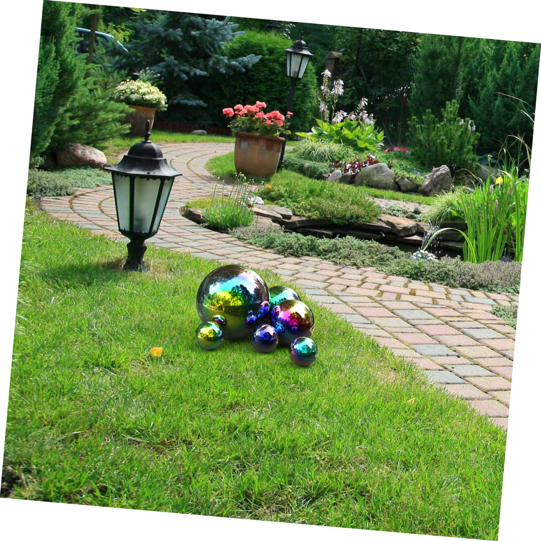 BESTonZON Lot de 6 Boules de Jardin en Acier Inoxydable Poli Miroir - Boules Creuses en métal - Boules de Bassin - Réfléchissantes en Acier Inoxydable - pour l'extérieur, Jardin, étang, Piscine