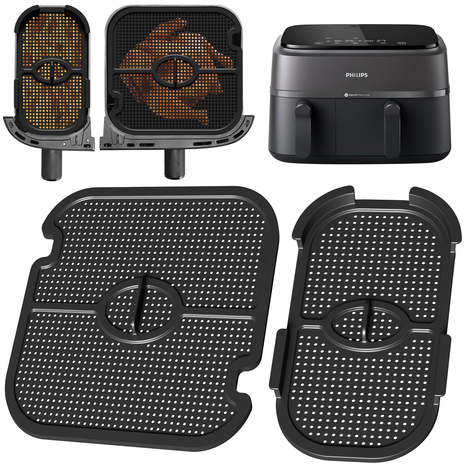 Papier Cuisson Air Fryer pour Philips Dual Basket Airfryer 9 Litres, Papier Sulfurisé pour Air