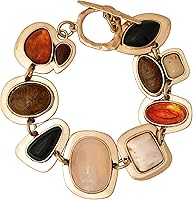 MINACHI Geometric Metal Stone Bracelets for Women - Trendy Unique Personality Jewelry, 7.5 Inch Bead Chain