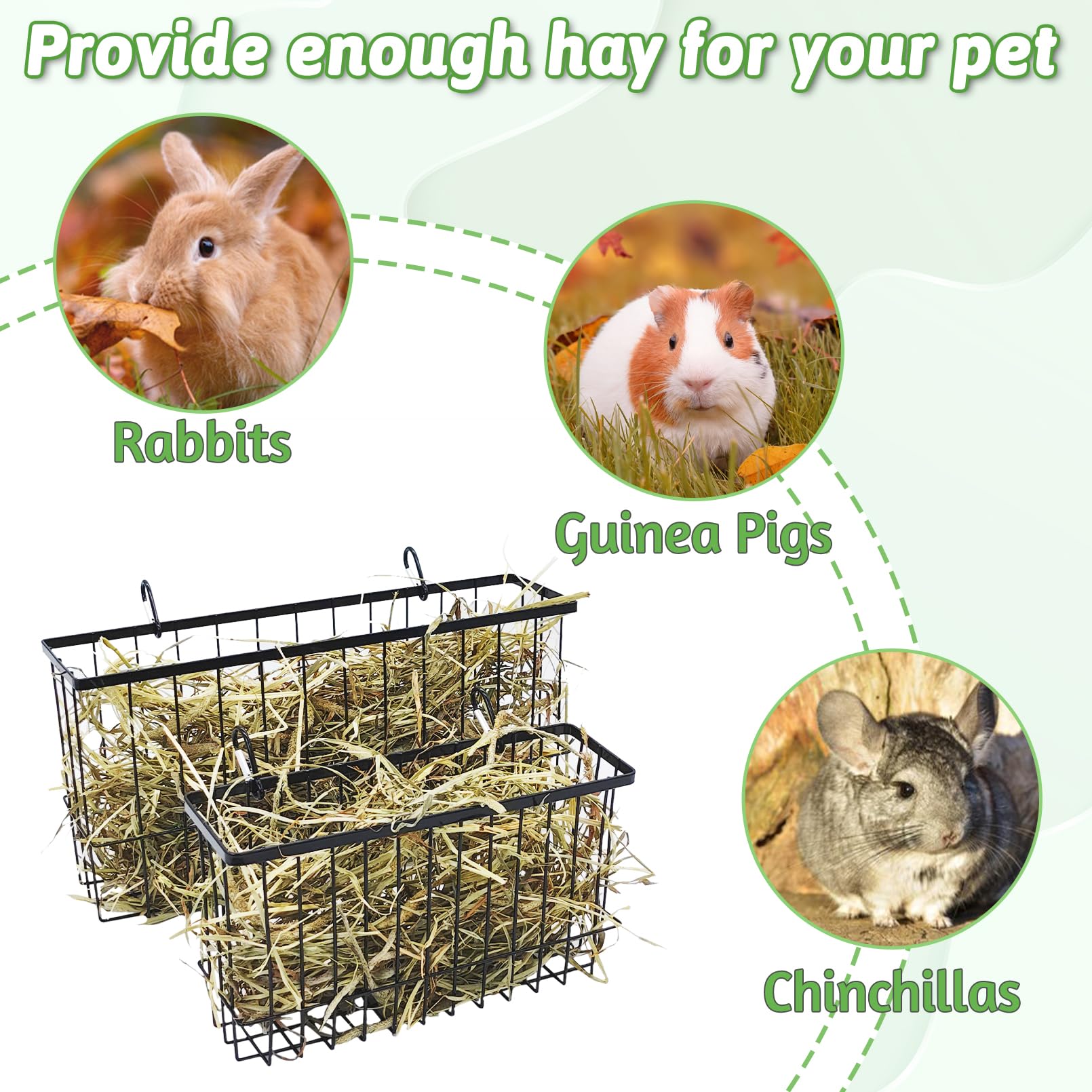 Rabbit Feeder 2-Pack Metal Rabbit Hay Feeders No-Mess Bunny