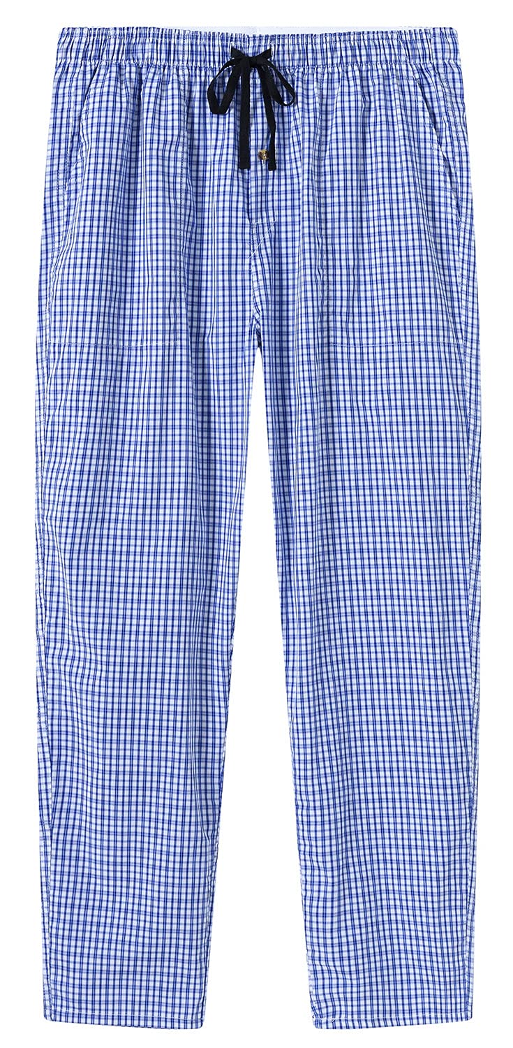 MoFiz Hombre Pantalones de Pijama Algodón Salón a Cuadros Pijama Larga Casual Patalones acon Bolsillos