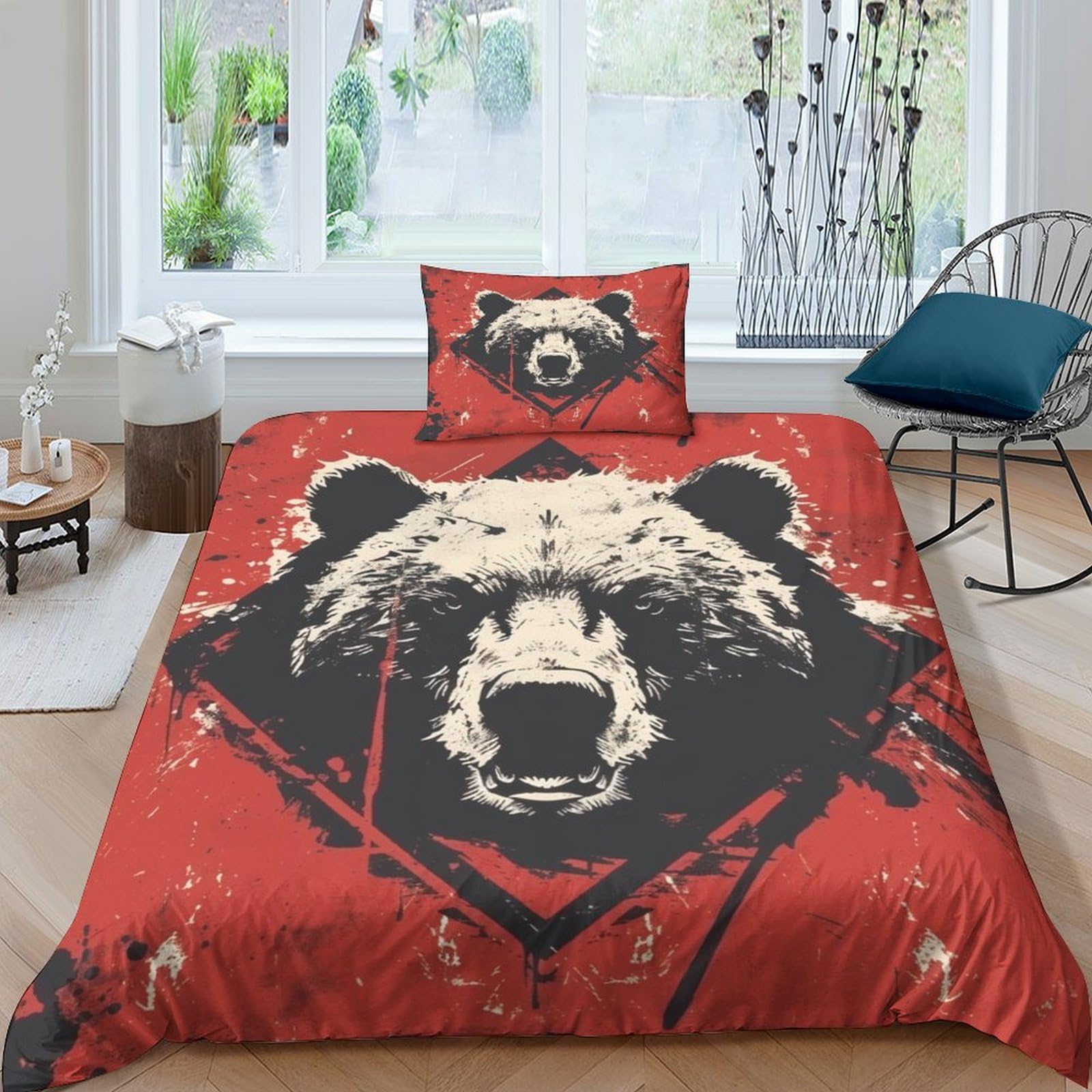 Housse de couette ours noir 3D 135x200cm : dites adieu aux draps rêches qui font transpirer