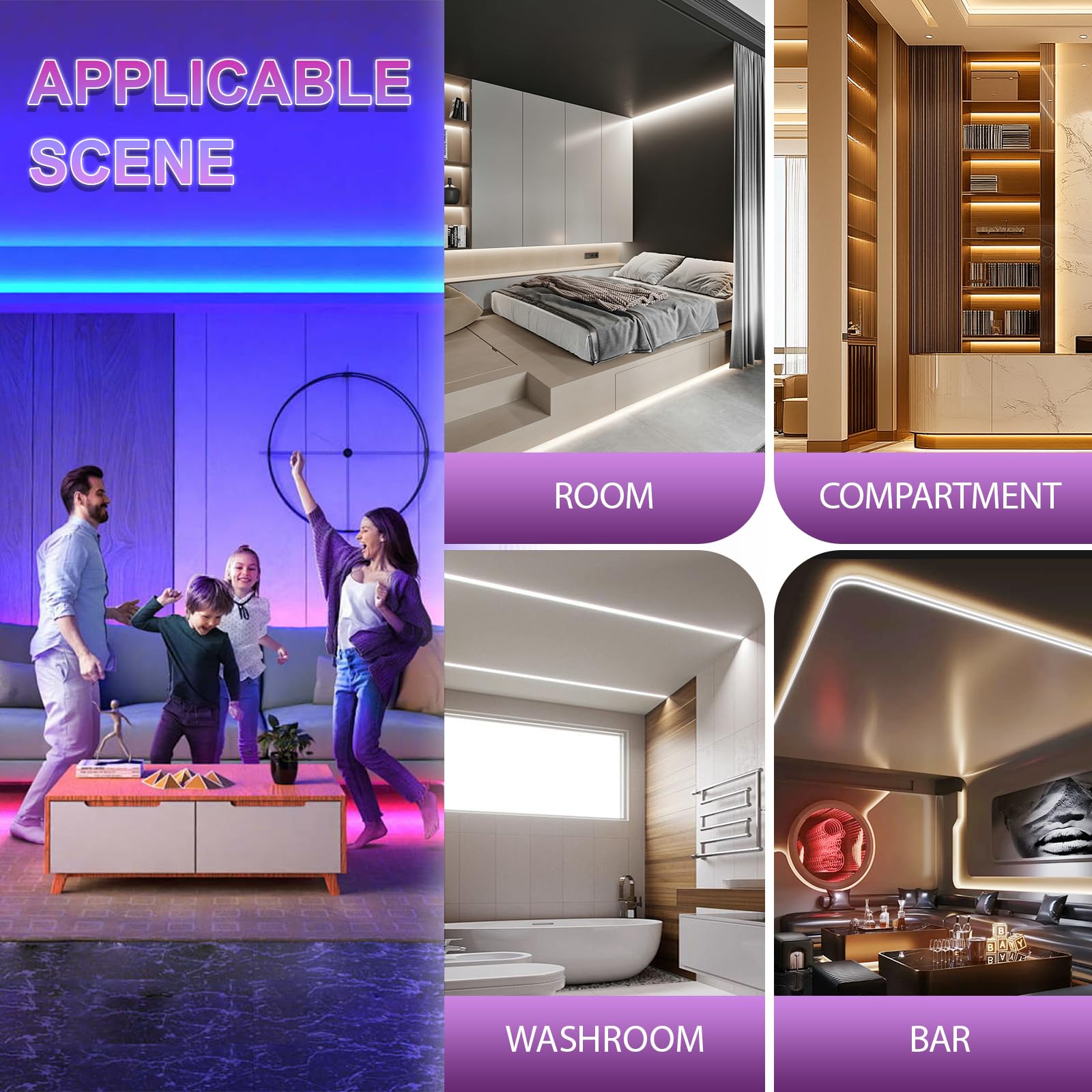 Canalina LED in alluminio 6x2m a U, con canalina per striscia LED e diffusori, per strisce fino a 12.4mm, 6 coperture opache, luce indiretta, ideale per profilo cartongesso. (6)