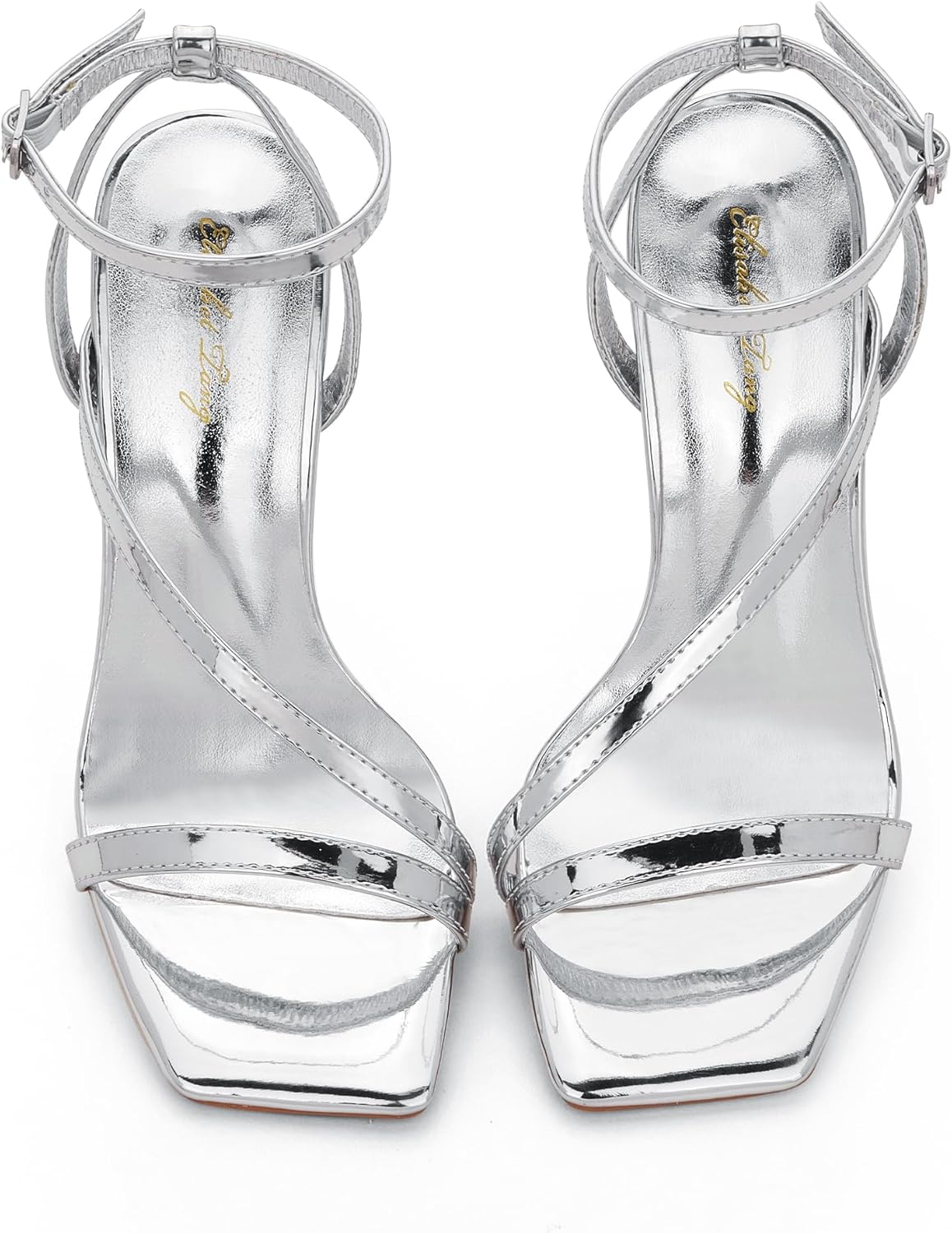 Elisabet Tang Women’s Crystal Stilettos Heeled Sandals, 4 Inch Square Open Toe Strappy Sexy High Heels Ankle Strap Buckle Heels for Party Wedding Dress Daily Wear Shoes - Image 5