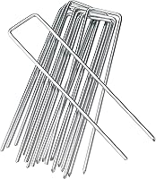 Sweecomb 6 Inch Heavy Duty Galvanized Steel Garden Stakes U-Shaped Staples for Weed Fabric, Landscape Netting, Fencing (10 Pack, Silver)
