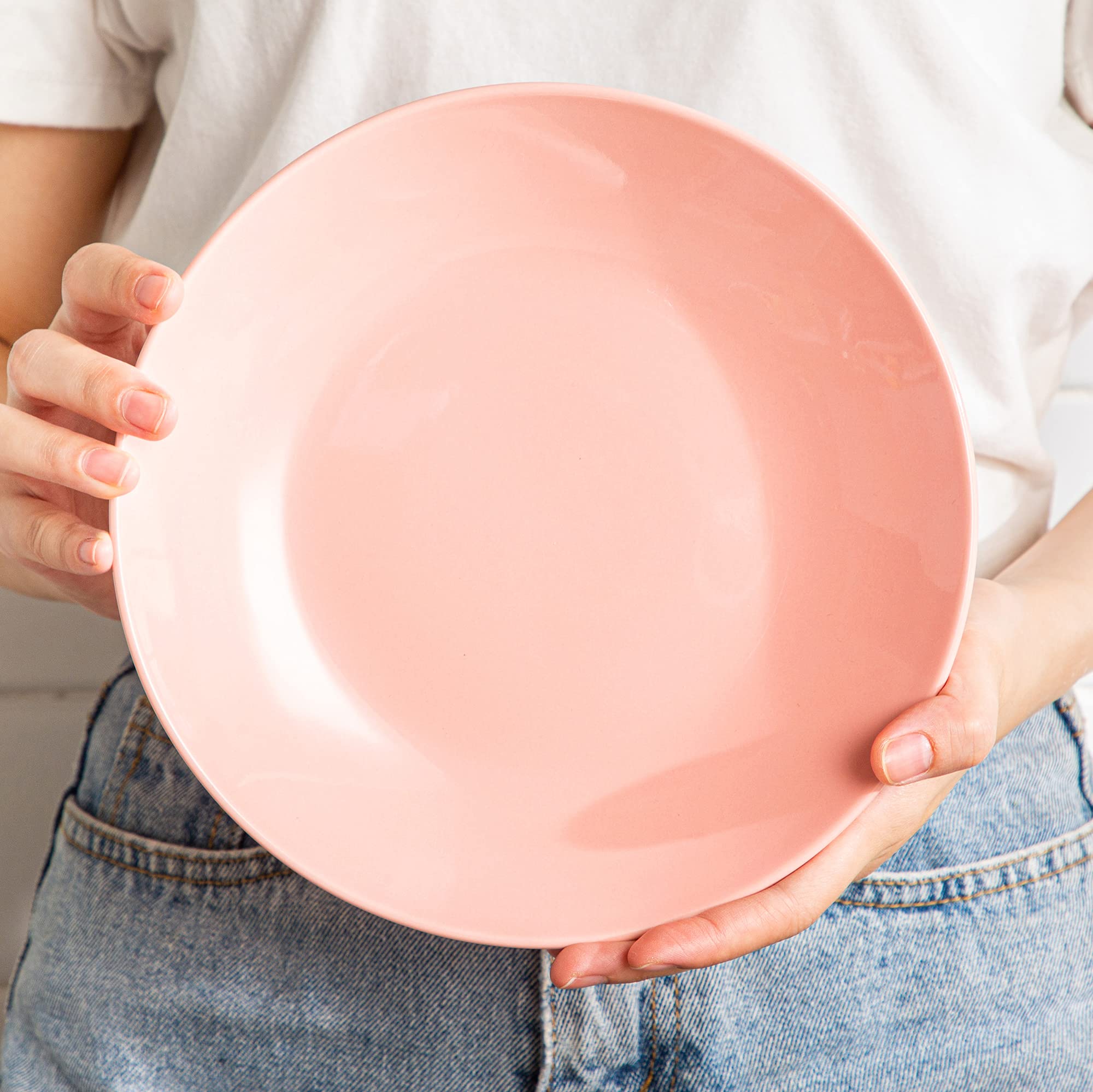 Tafelservice porzellan, LOVECASA SWEET Speiseteller, Flachteller 6er Set, Frühstücksteller Set, 26,5 x 26,5 x 3 cm, Pink, VCP-DP10