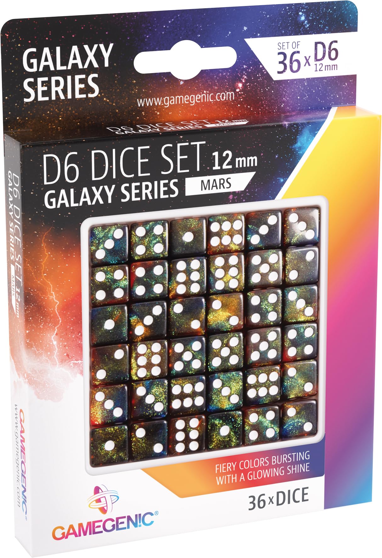 Asmodee Gamegenic Set of 6 Mars 12MM Dice (36pcs)