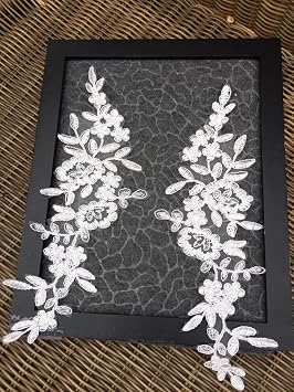 A104 Lace Appliques, one pair Embroidered Appliques,Patch Lace in White