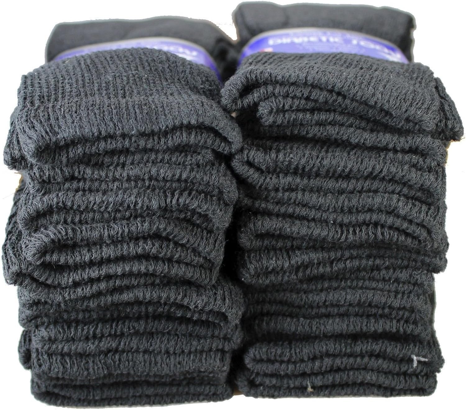 LM® 12 Pairs Diabetic Crew Socks Unisex 9-11, 10-13, 13-15 Black Grey White (10-13, White): Health & Personal Care