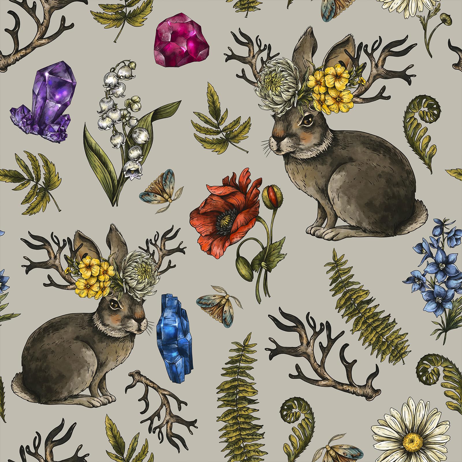 Papier peint autocollant lapin beige lavable et repositionnable 30x300cm