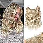 REECHO Invisible Wire Hair Extensions with Thinner Softer Lace Weft (Dark Blonde with Light Blonde Ends, 12 Inch (Pack of 1))