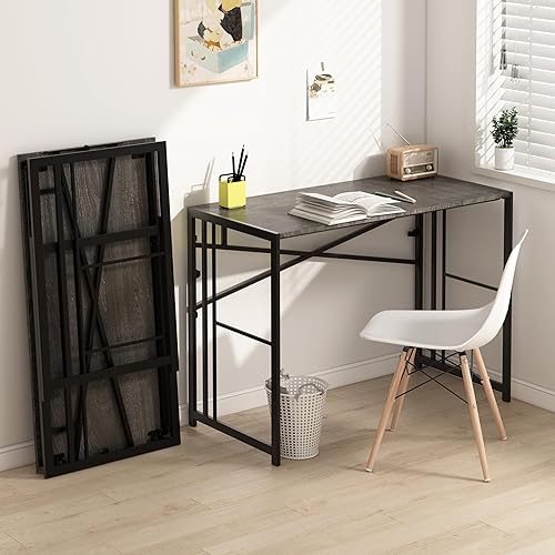 Miniatura 9 de EMODA Escritorio plegable de 40 pulgadas, no necesita montaje, escritorio de oficina en casa, escritorio de estudio, escritura, mesa de computadora