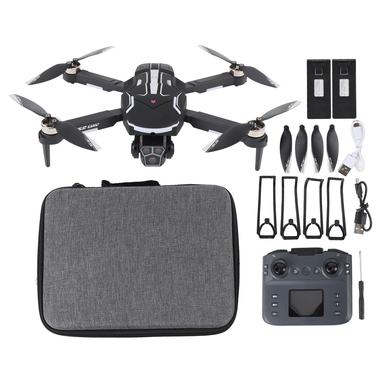 GPS Drone, Quadcopter RC sin Escobillas con una Cámara Dual de 8k HD, Evitación de Obstáculos Inteligentes, Control Remoto de Pantalla, Aterrizaje de Despegue Clave, Filtros de