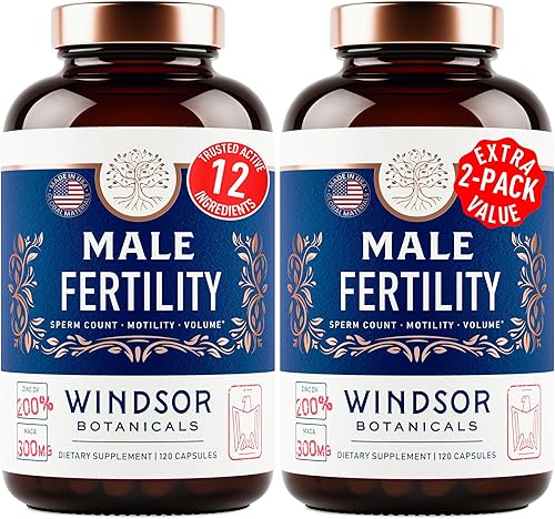 WINDSOR BOTANICALS Suplementos de fertilidad para hombres, vitaminas prenatales, concepción para él, suplemento de apoyo de la fertilidad masculina,