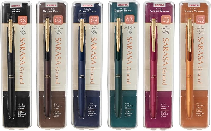 Sarasa Zebra Gel Ballpoint Pen Grand 0.3mm Vintage Color 6 Color Retractable Pen Set With Original Stylus Ballpoint Touch Pen