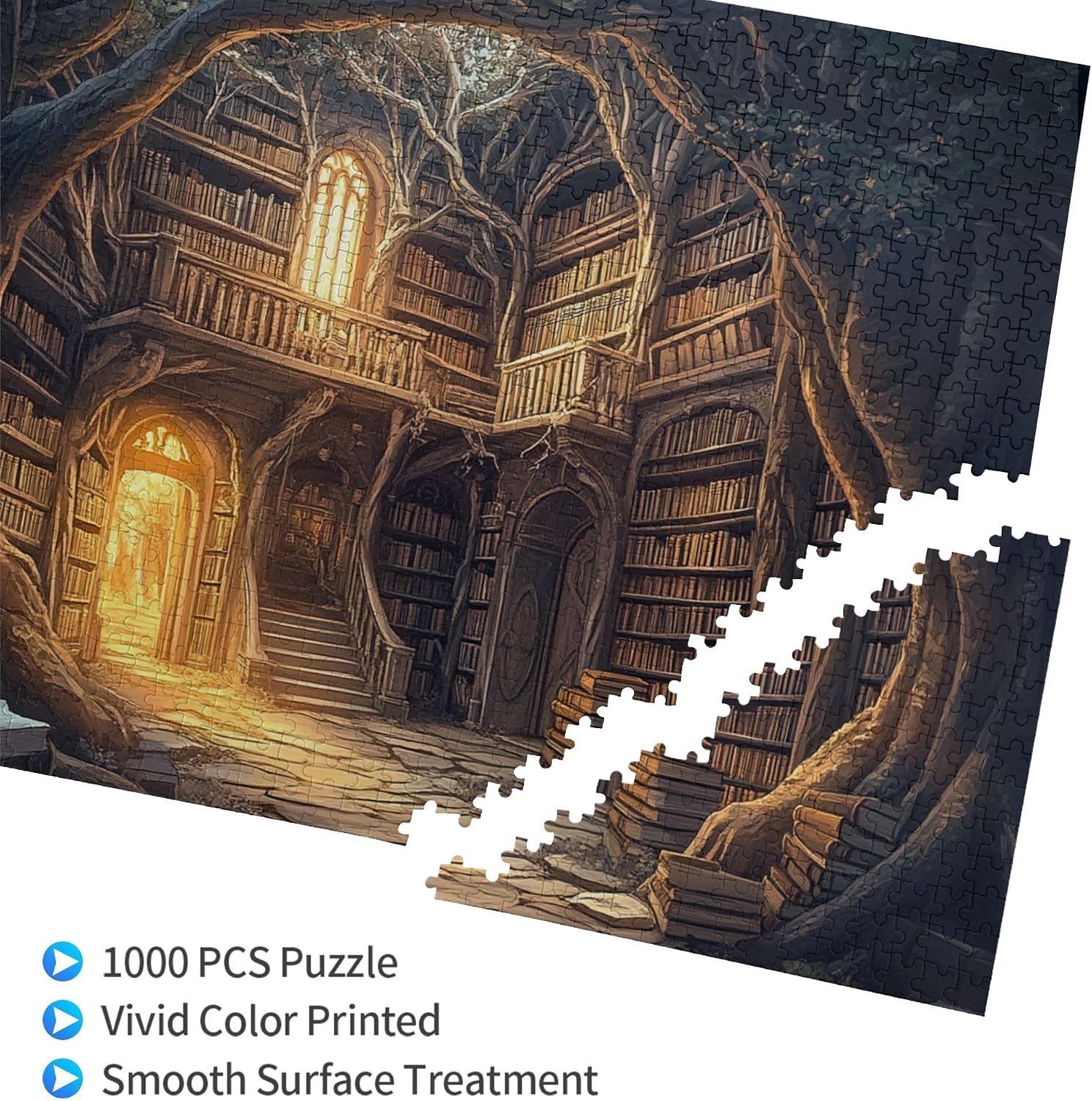 Puzzles for Adults 1000 Pieces, Funny Puzzle Artwork, Fantasy Libraries, Adult Wooden Jigsaw Puzzle, 1000 Piece Jigsaw Puzzle for Adults Challenging Charm Puzzle for Game Night