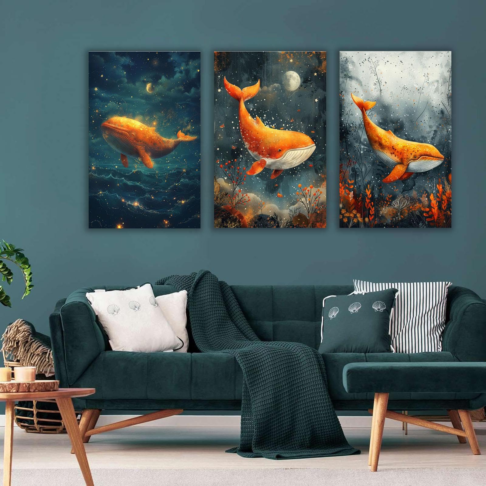 3-PIECE キャンバスアートSea Lifeクジラ (90x30cm) 3-PIECE キャンバスアートSea Lifeクジラ (90x30cm) ☆原画