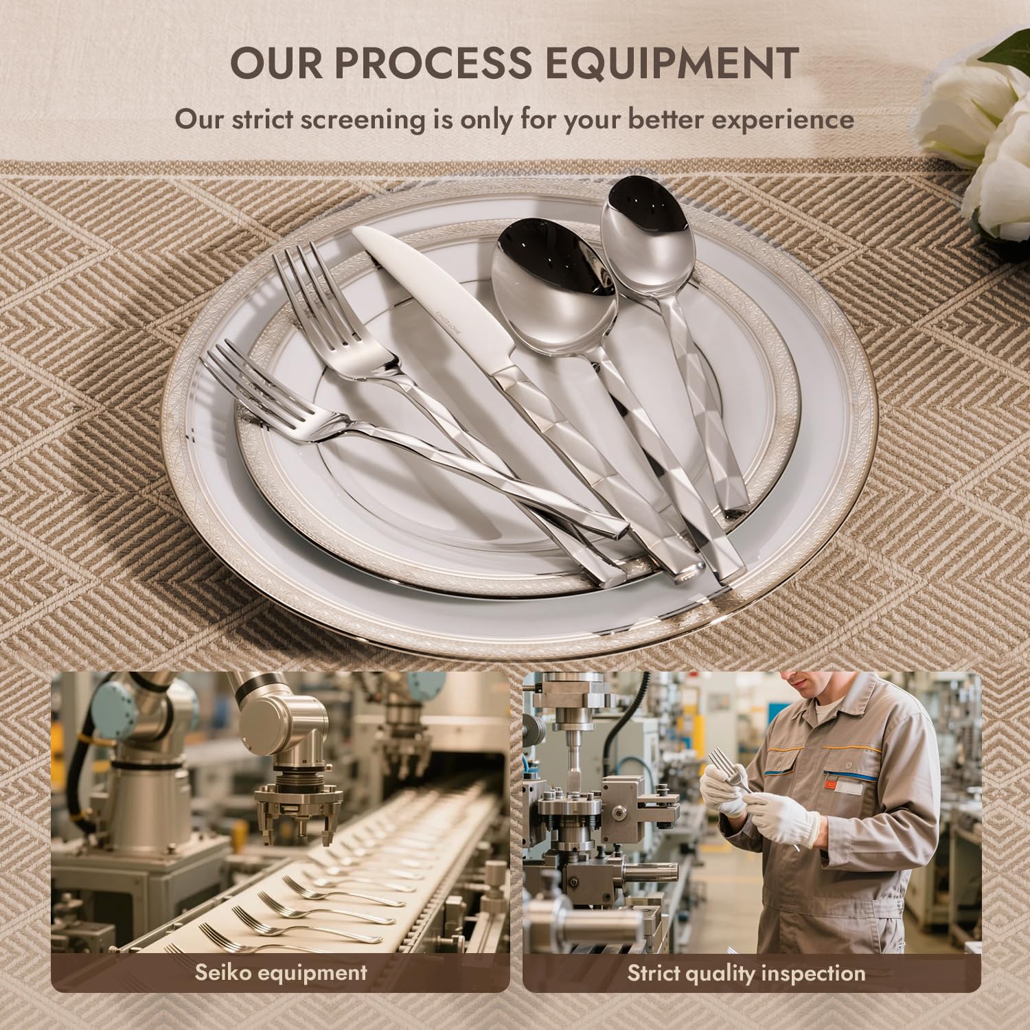 HIKAA Besteck Set 6 Personen, Luxuriöses 30-Teiliges Essbesteckset, Edelstahl Besteck 18/10 mit Diamantschliffmuster für Haushalt, Hochzeit, Party, Cutlery Set Hochglanzpoliert und Spülmaschinenfest