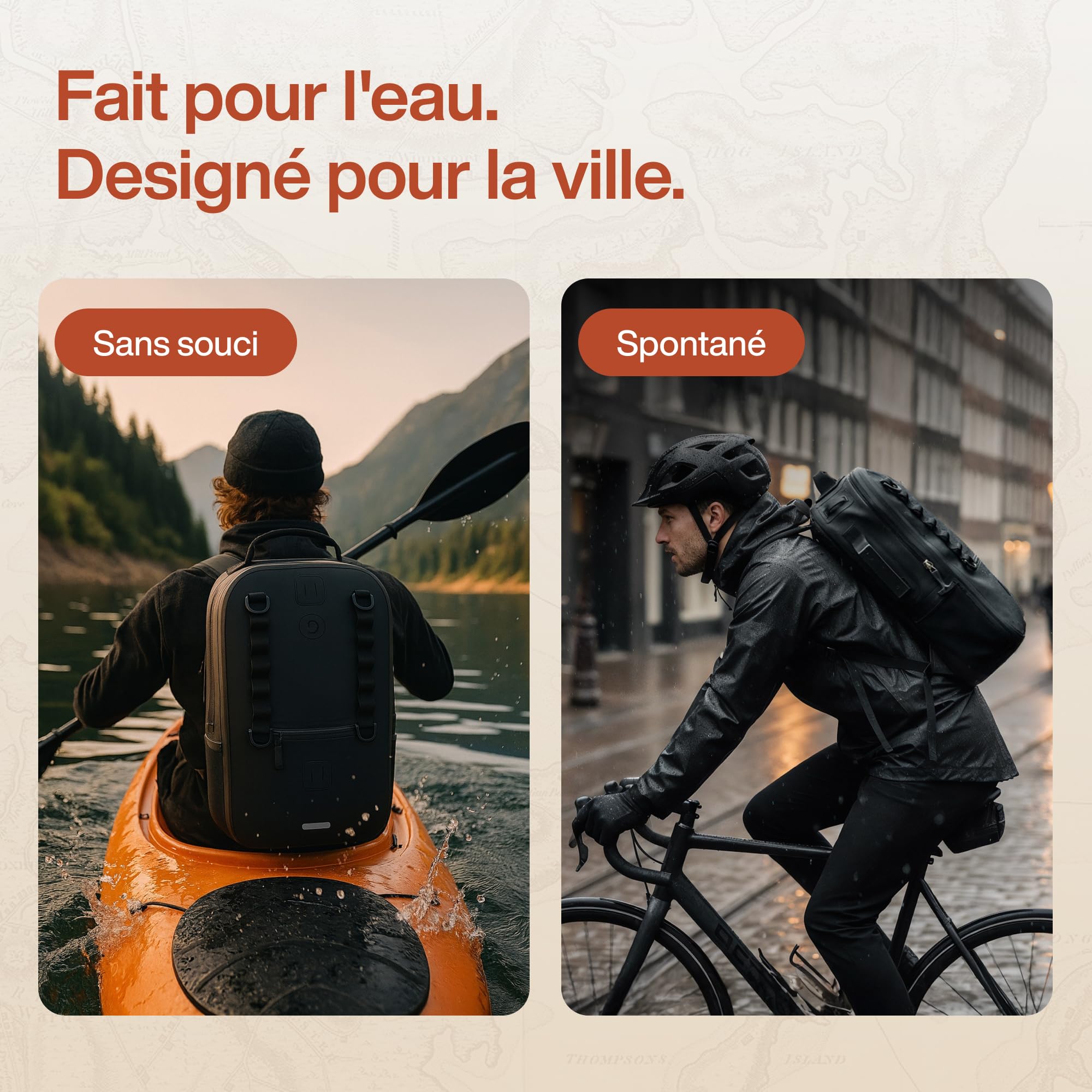 Travel Dude Sac à dos étanche 15 l - Dry Bag - Sac à dos pour homme - Sac à dos de voyage avec fermeture éclair airtight - Sac à dos de vélo étanche - Sac à dos de plage et sac de randonnée