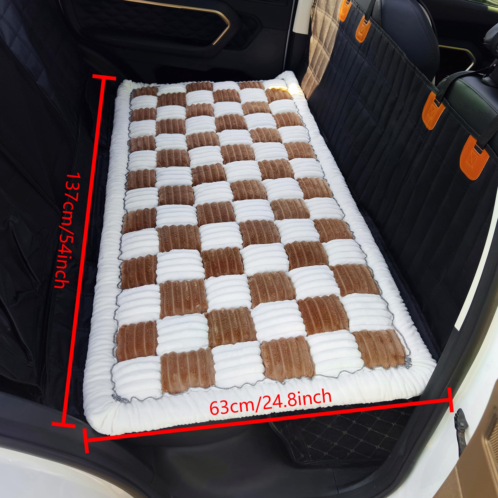 Backseat Tapis de lit pour animal de compagnie - Lit à carreaux pour siège arrière de voiture - Housse de siège de luxe pour chien - Tapis de voyage antidérapant pour animal domestique