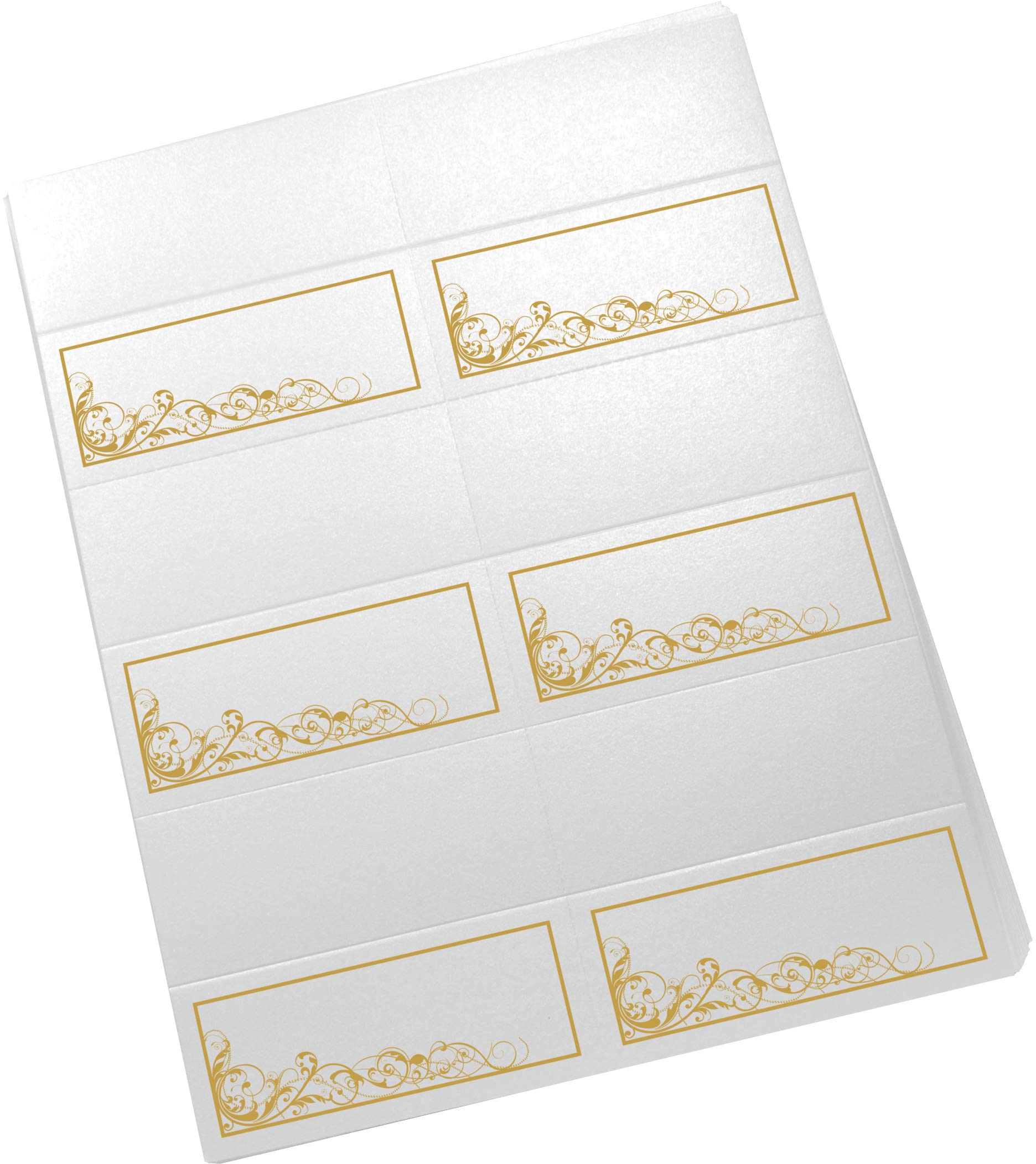 Scribble Vintage Swirl Easy Print Tischkarten, Perlweiß, Papier, gold, (25) Printable Sheets - 150 Cards
