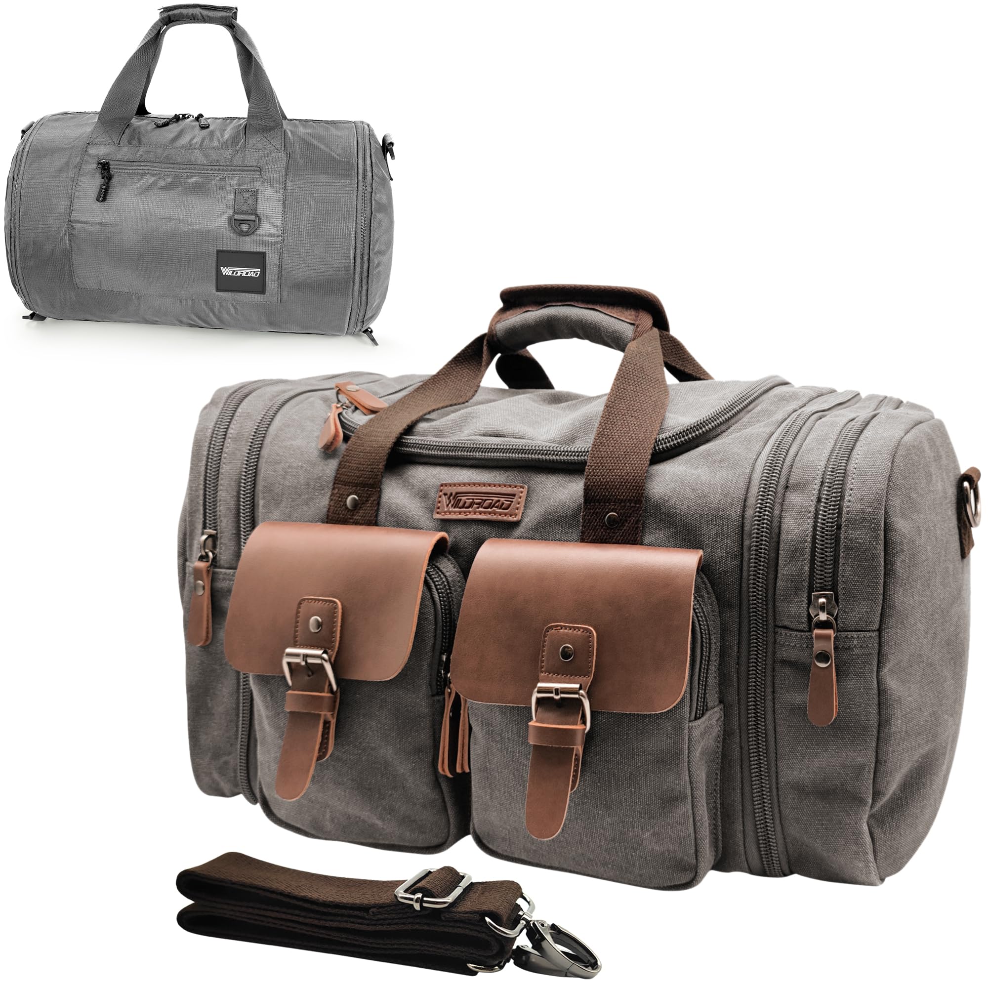 Wildroad Gym Bags for Men &amp; Expandable Canvas Duffle Bag - 50l Travel Kit