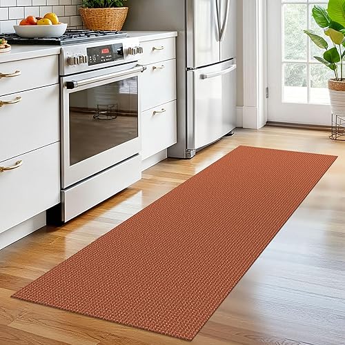 Vista 163 de EARTHALL - Tapete tejido lavable con parte trasera de goma, tapete trenzado de algodón antideslizante para interiores para entrada, pasillo, cocina