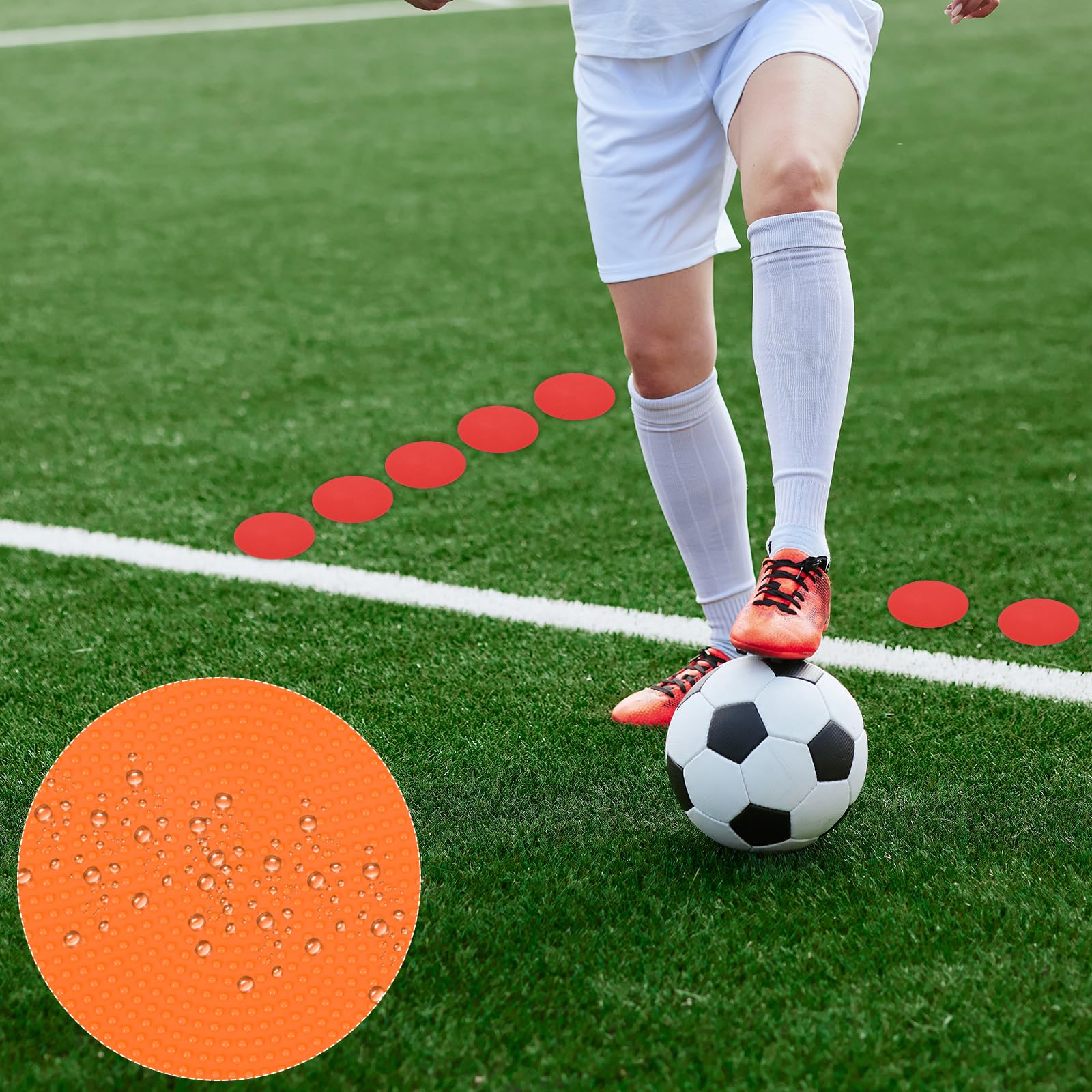 PATIKIL Marqueurs de Repérage de 4 Pouces, 6 Pièces, Points de Sol Antidérapants, Marqueurs D'Agilité, Cônes Plats en Poly pour Gymnase, Entraînement de Vitesse en PE, Orange
